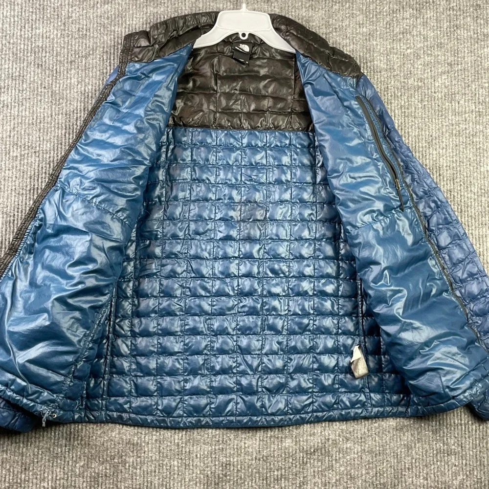 The North Face Thermoball Jacket Mens XL Blue Black Puffer Quilted Broken Zipper